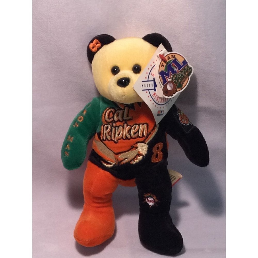 CAL RIPKEN  8" plush Bear IRON MAN Stats 400 HR, 3000 Hits, 2632 Games